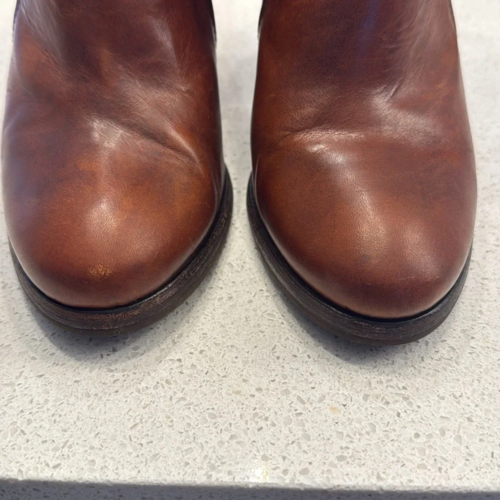 FRYE Patty Riding Bootie Redwood Leather High Heel Boots 7.5 - Picture 14 of 16
